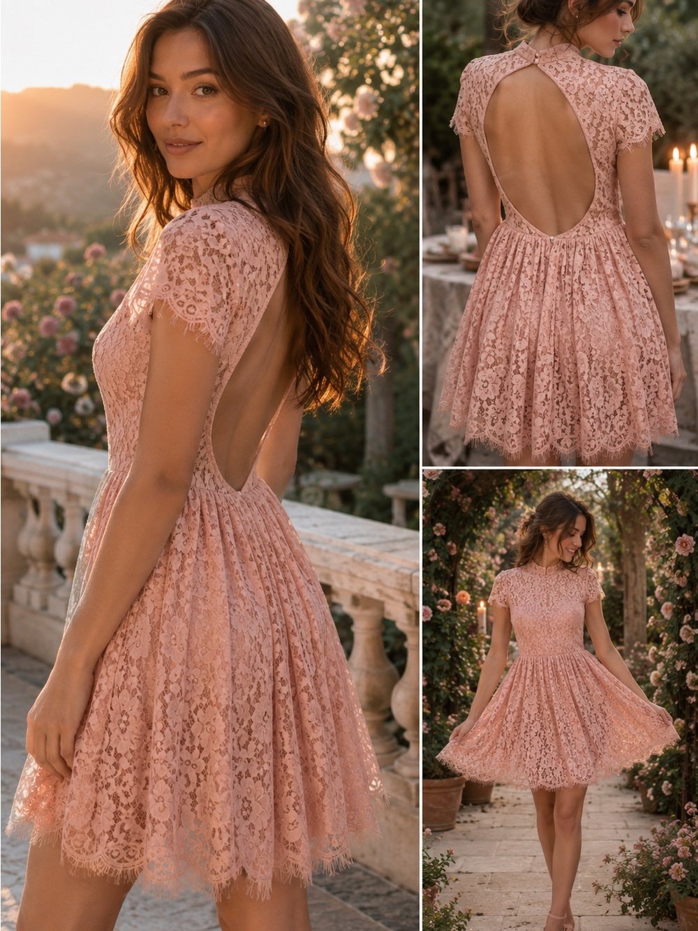 KEEPSAKE the Label Blush Lace Open-Back Mini Dress